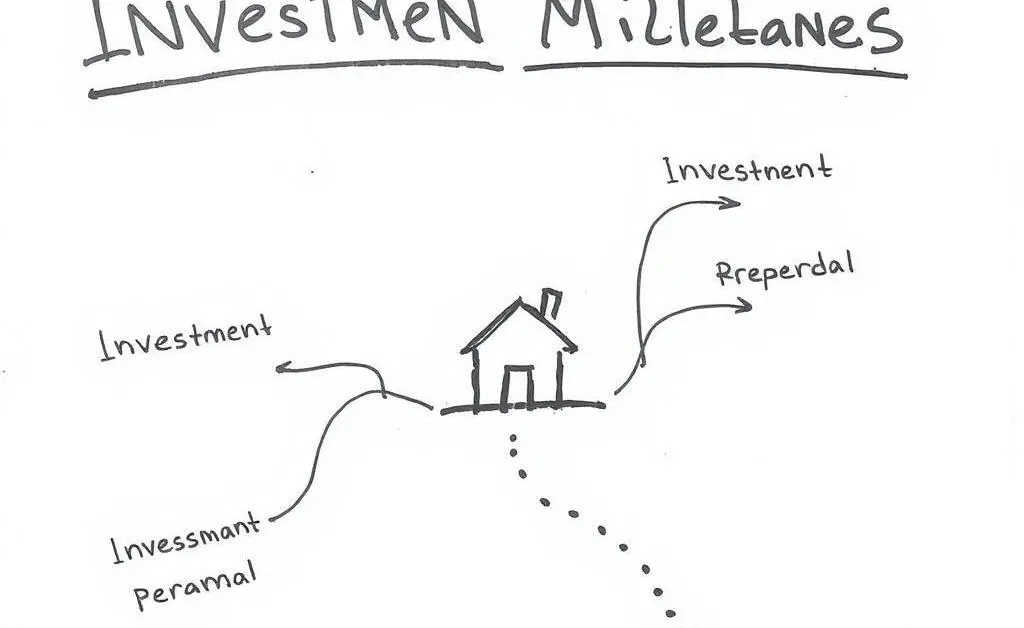 A hand-drawn map illustrating investment milestones, with a highlighted path leading to a house symbol.