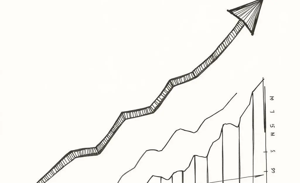 Hand-drawn style image of arrows and graphs representing investment growth.