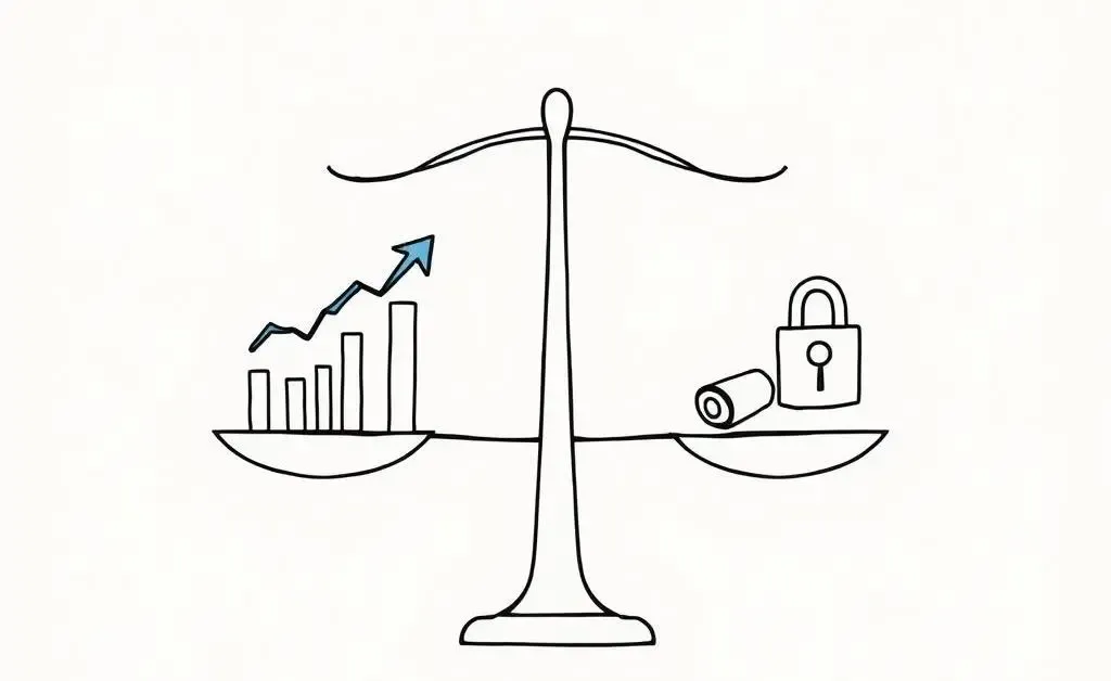 Balanced scale with stocks and bonds