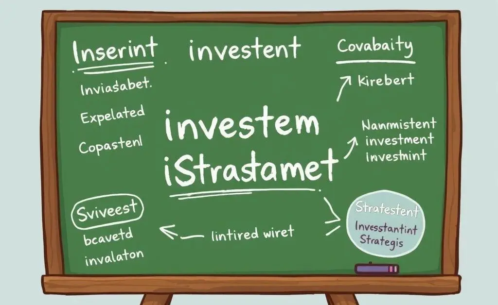 Chalkboard with financial investment strategies sketched out