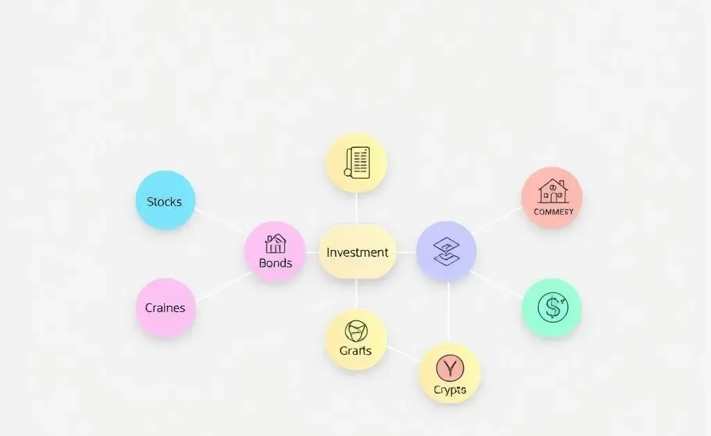 Illustration of a simplified chart depicting diverse investment strategies.