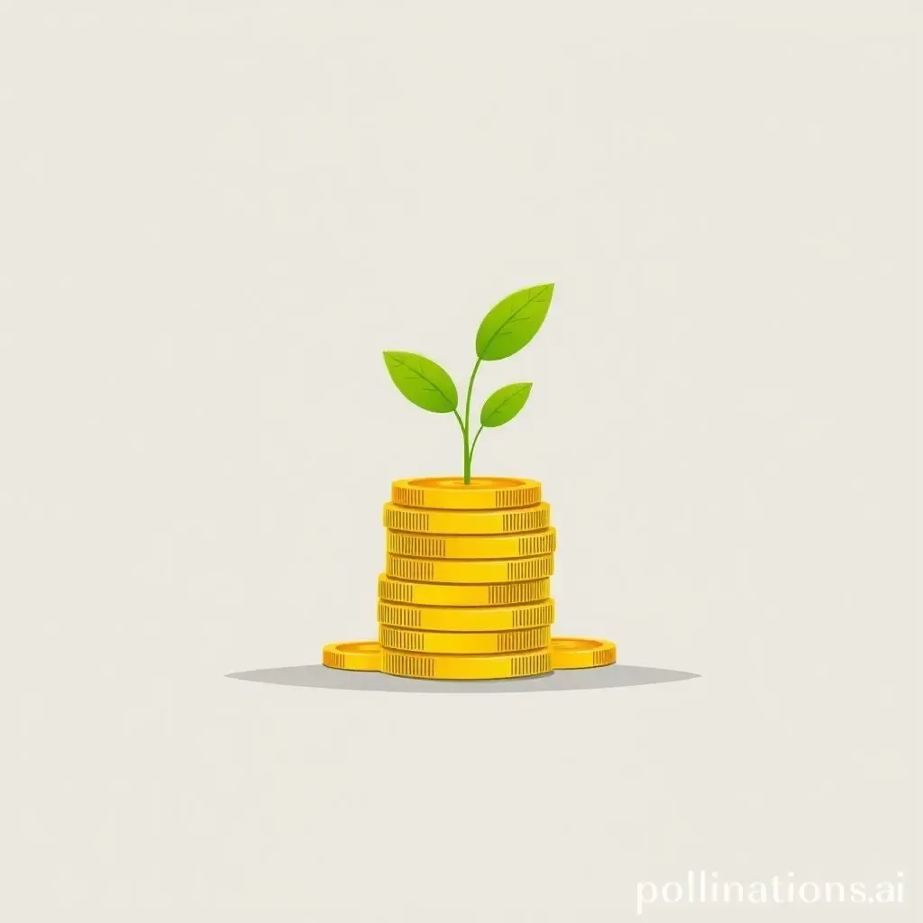 A plant growing from a stack of coins, symbolizing investment growth
