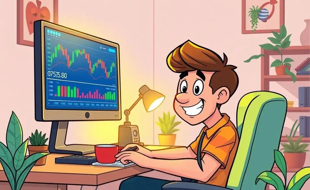 A person at a computer reviewing stocks