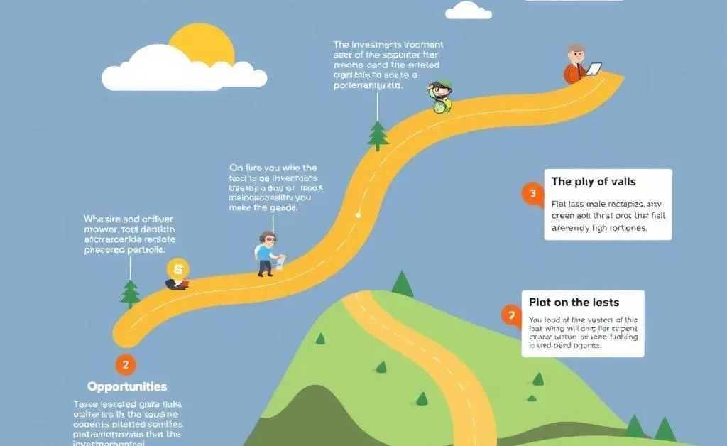A roadmap of an investment journey, highlighting milestones and opportunities.