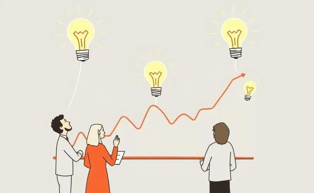 People having lightbulb moments looking at stock charts