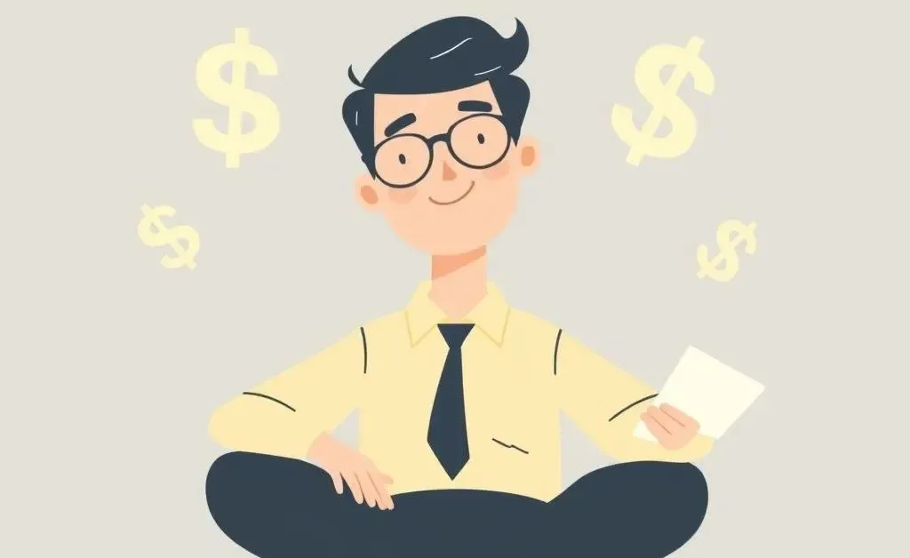 Illustration of a relaxed investor surrounded by dollar signs.
