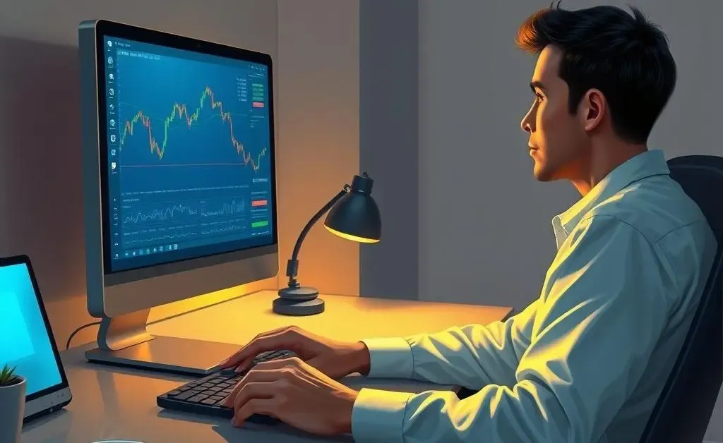 An illustration of a person waiting by a computer with a cup of tea, symbolizing anticipation in IPO investments.