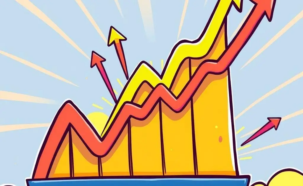 A cartoon-style image of a stock market chart with rising lines and arrows, indicating market activity post-IPO.