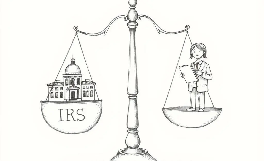 Symbolic balance of IRS and taxpayer