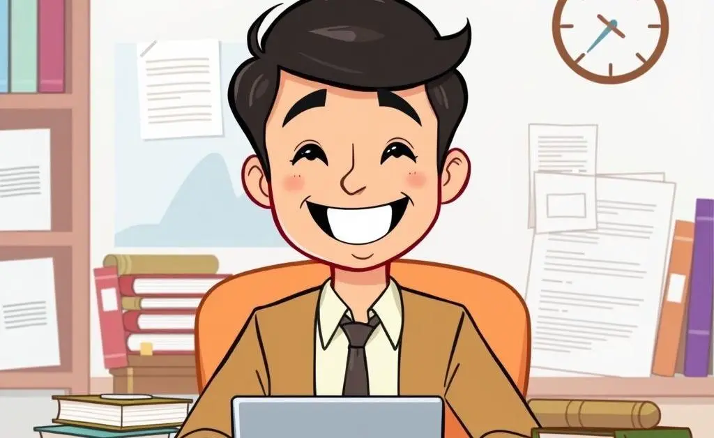 Candidate preparing for a job interview surrounded by financial books and a laptop