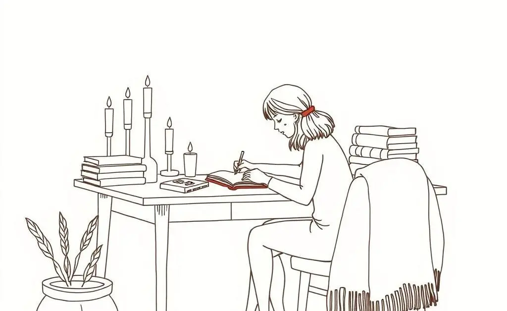 Someone journaling their thoughts at a cozy desk