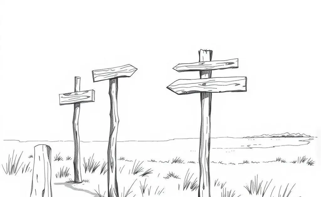 Signposts pointing in different directions symbolizing choices.