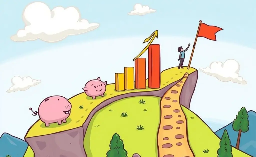 A roadmap illustrating a path toward financial independence with milestones