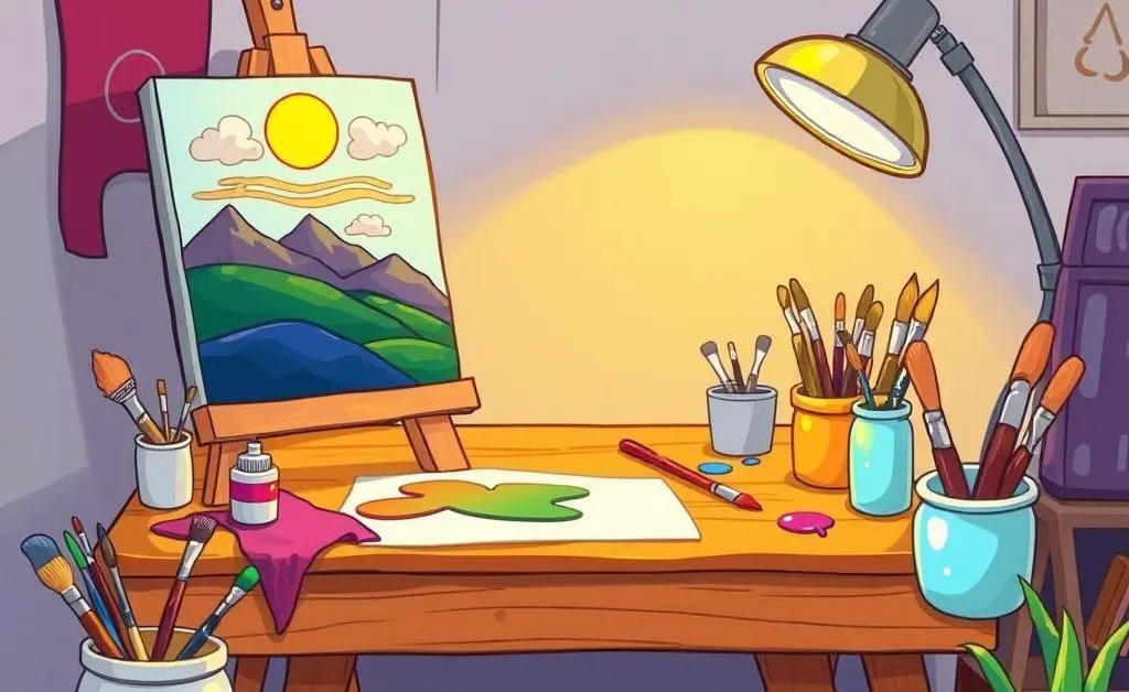 A vibrant art studio where creativity and joy intertwine on a canvas.