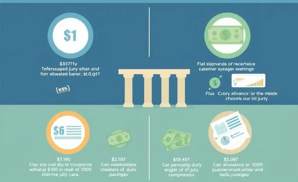 An infographic showing different forms of jury duty compensation