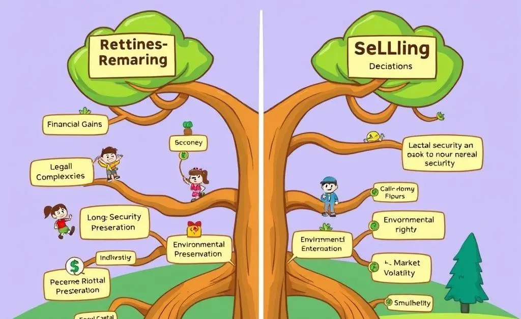 A decision tree illustrating pros and cons of keeping or selling mineral rights