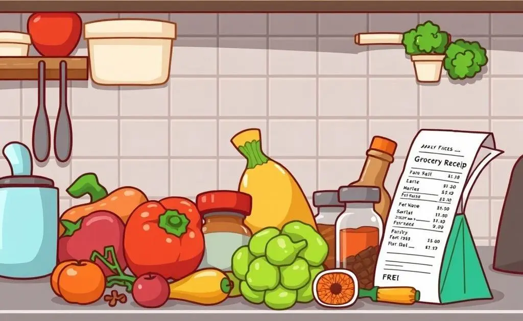 Kitchen counter with grocery items