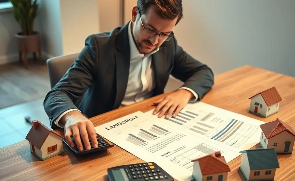 Landlord planning budget with a calculator