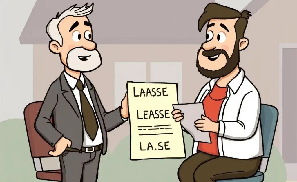 Illustration of a landlord and a tenant discussing a lease
