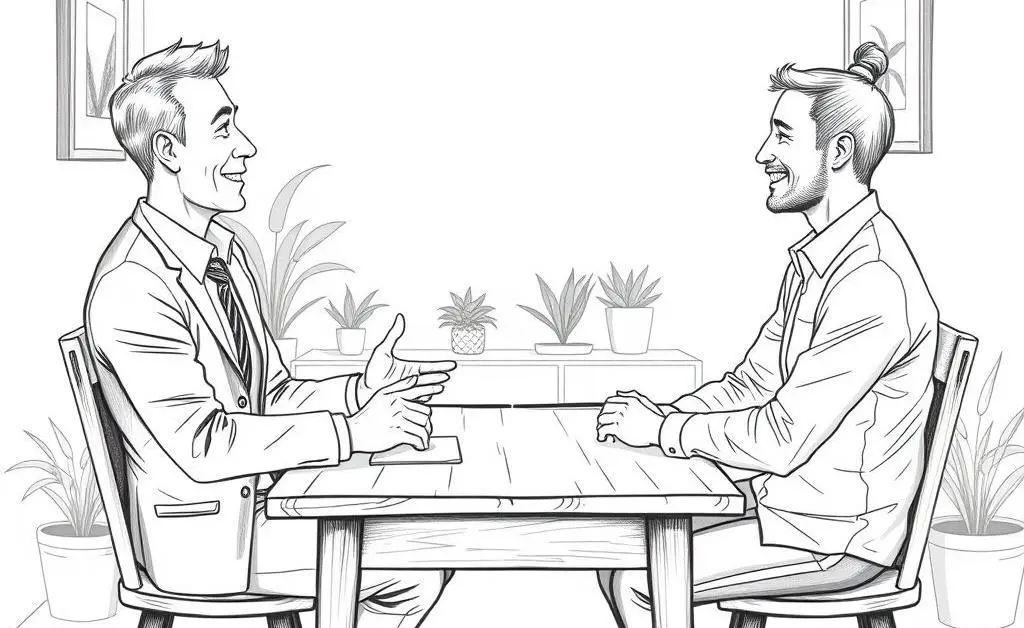 Illustration of landlord and tenant having a discussion