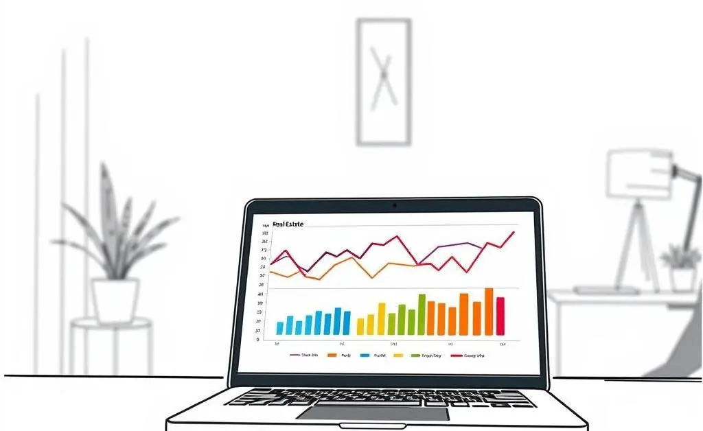 Laptop displaying real estate analysis charts
