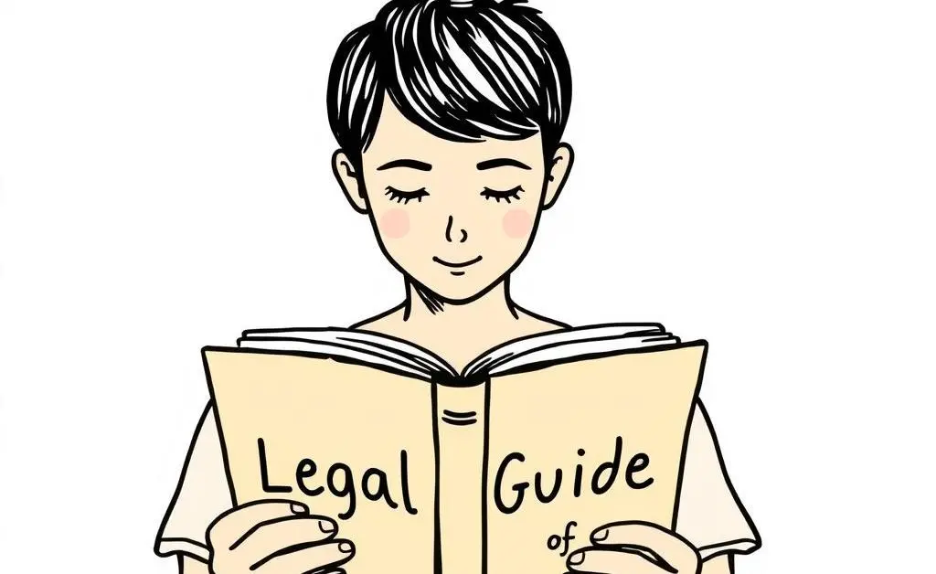 Illustration of a person reading a law book titled 'Legal Guide of the Philippines'