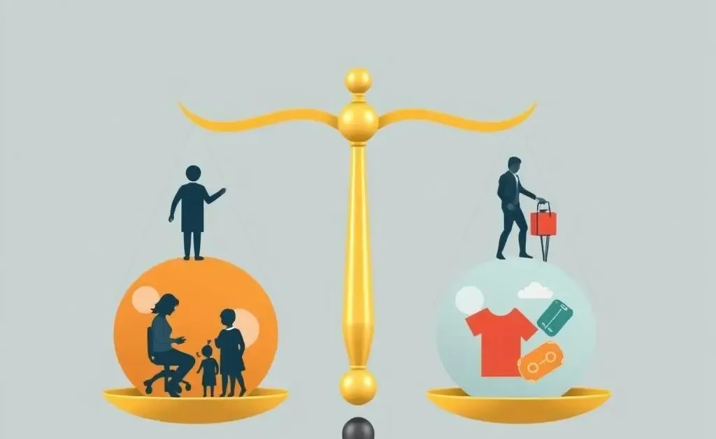 Balanced scale with life elements