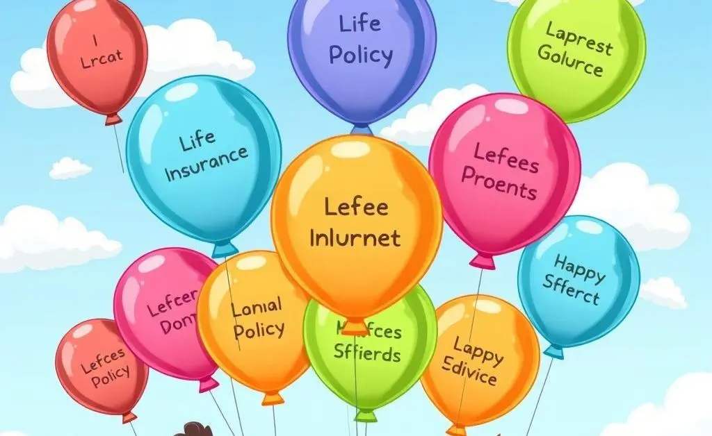 Cartoon style illustration of a person pondering different life insurance options