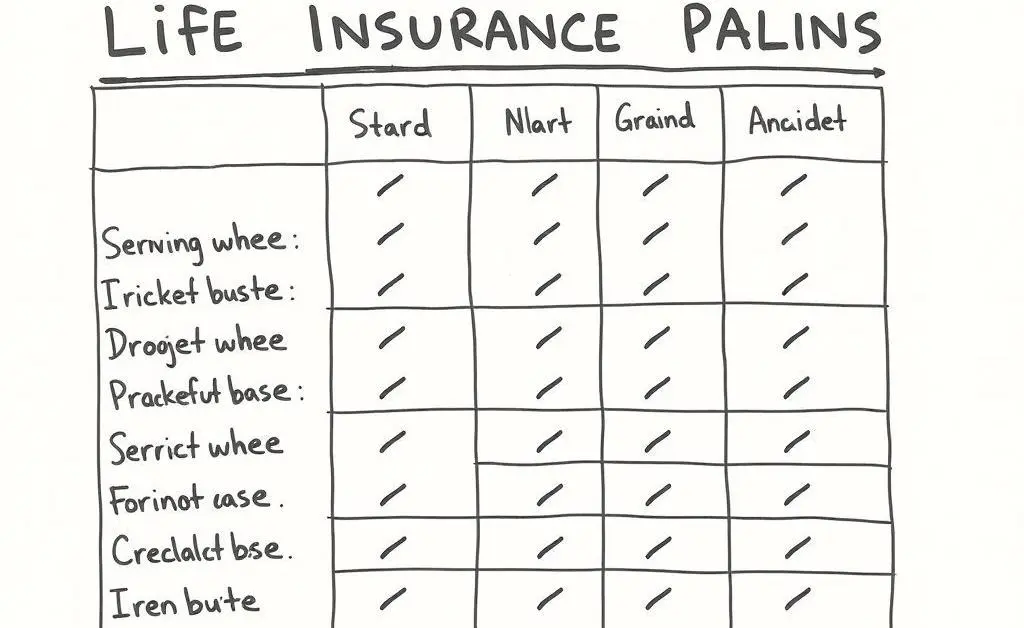 Table comparing different life insurance plans