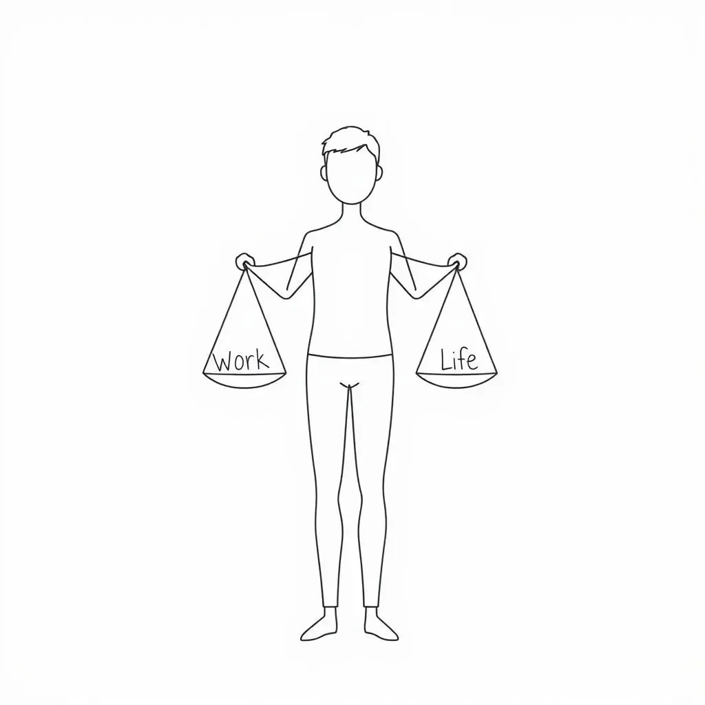 Minimalist line art of a person with balancing scales