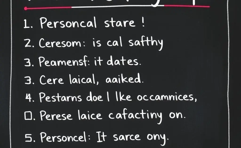 Hand-drawn chalkboard style image displaying a checklist of personal safety tips