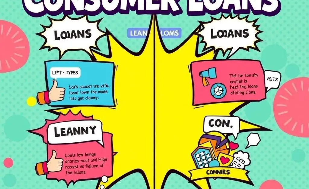 Infographic comparing loan types with pros and cons.