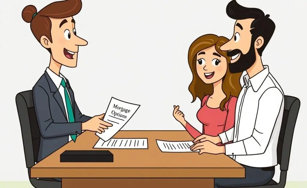 Loan officer advising a couple.
