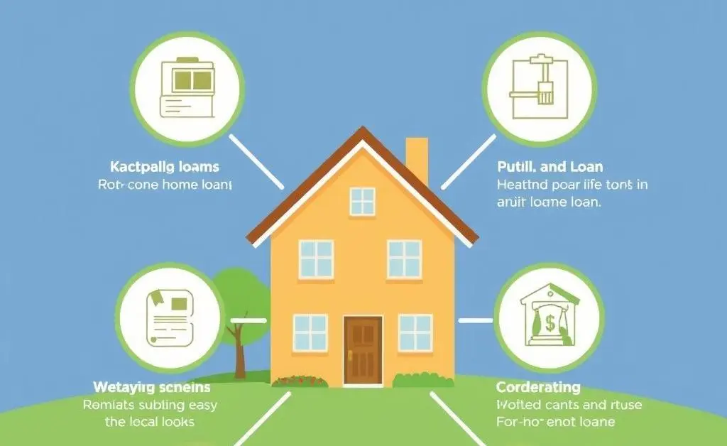 A cartoon-style diagram showing different home loan options