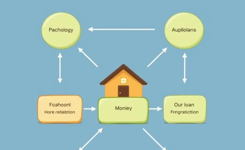 A simplified, cartoonish flowchart of the loan origination process showing different stages.