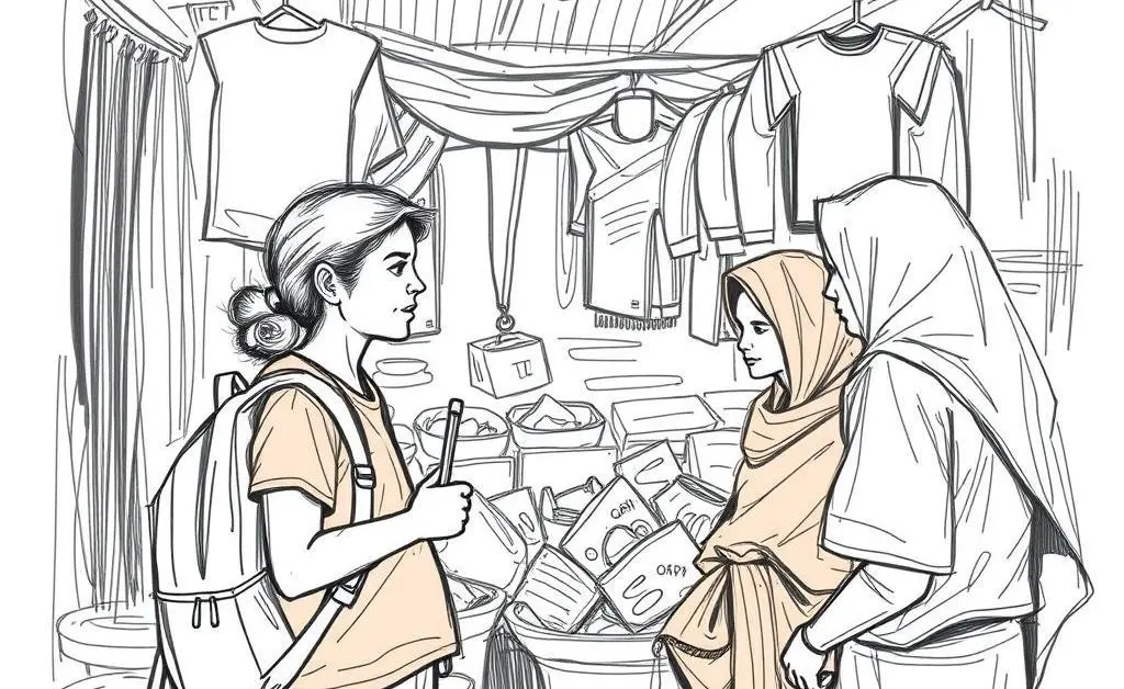 A traveler interacting with locals