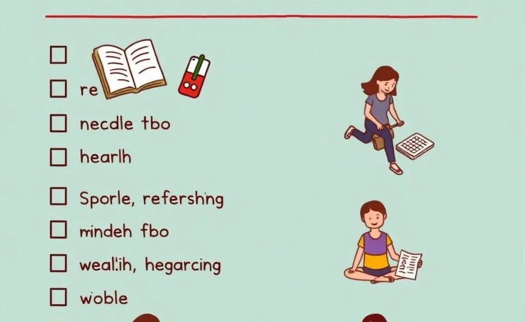 A checklist of various lunch break activities