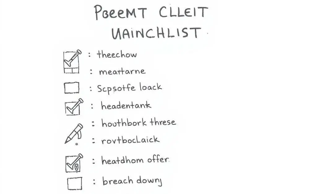 Minimalist hand-drawn checklist for property maintenance, showing various upkeep tasks