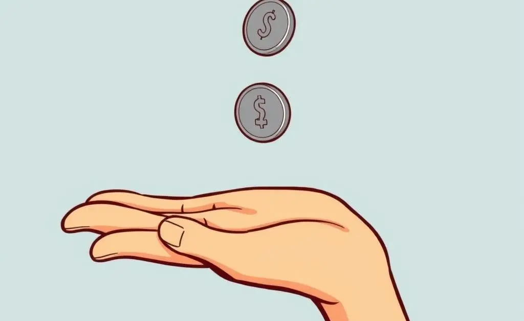 A cartoon hand flipping a coin, representing decision-making.