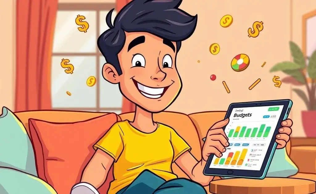 Person managing finances on tablet