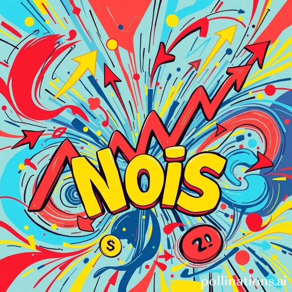 Abstract depiction of market noise with swirling charts and numbers