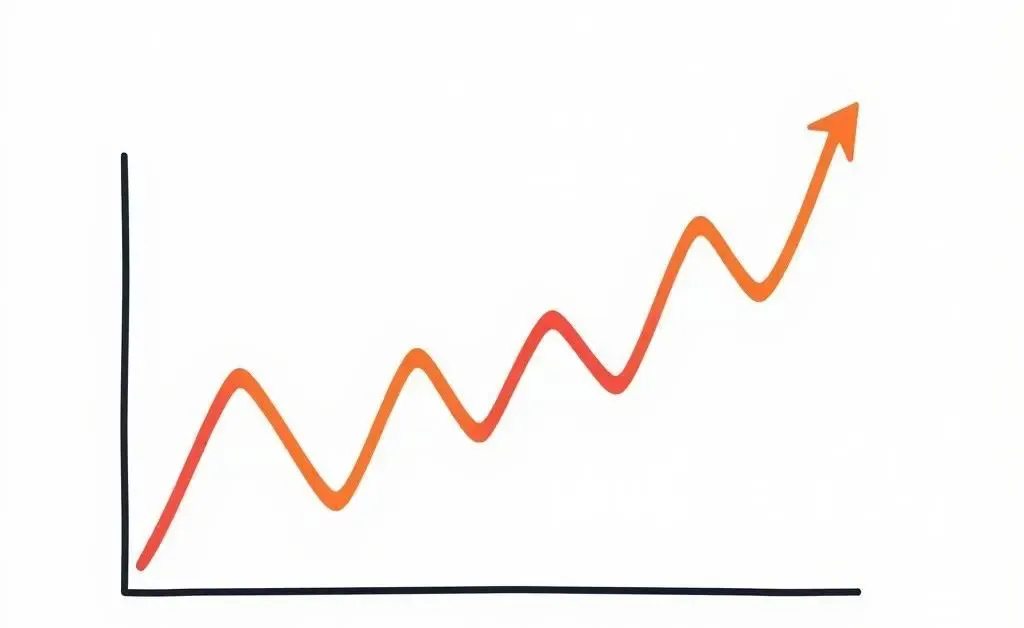 A simple cartoon-style graph showing fluctuating market trends.