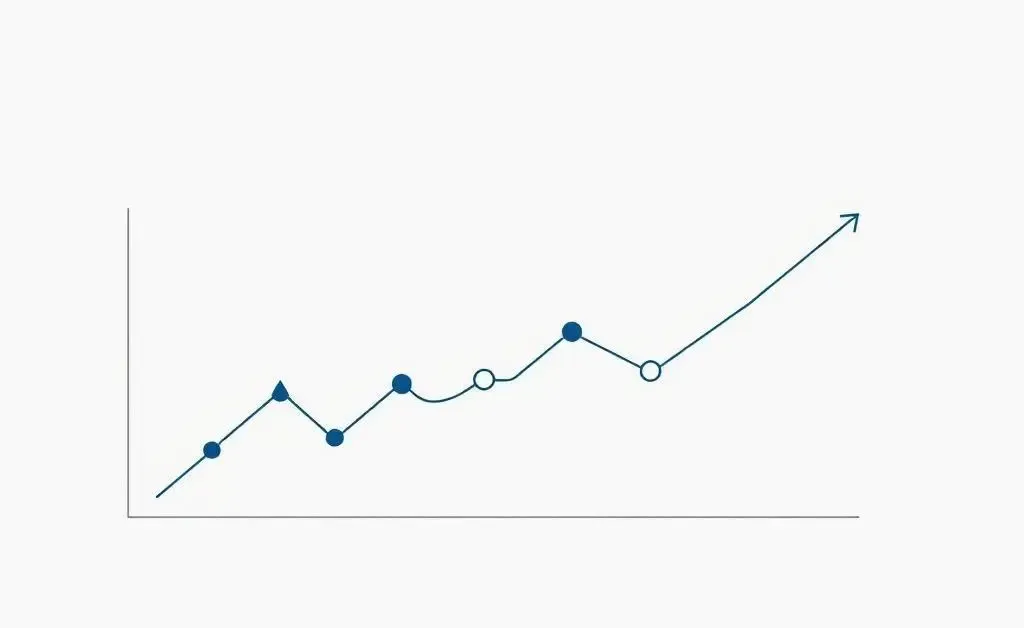 A minimalistic graph with symbols showing market trends affecting underwriting