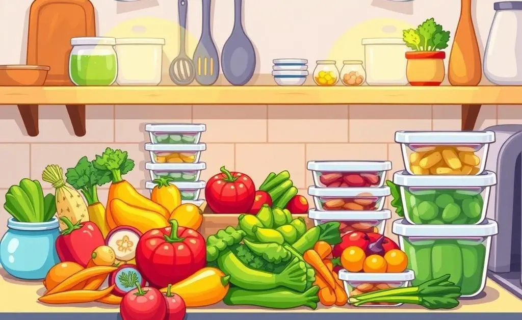 Organized meal prep station with fresh ingredients