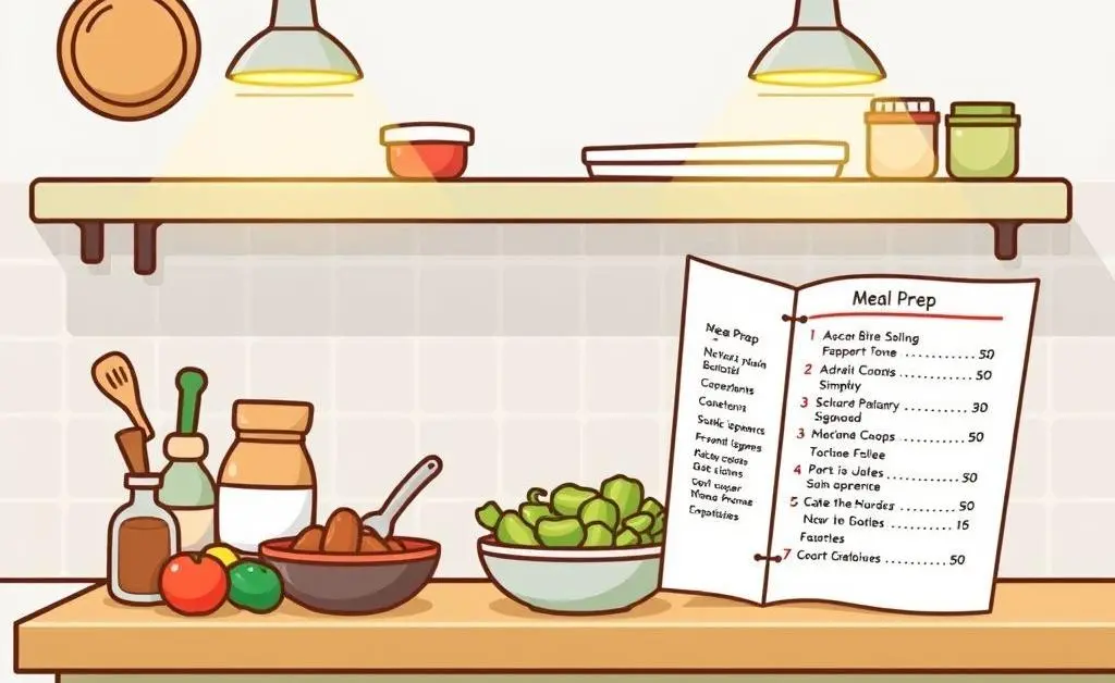 Meal prep setup on a kitchen counter