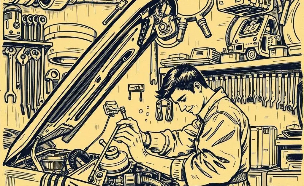 Mechanic working on a car