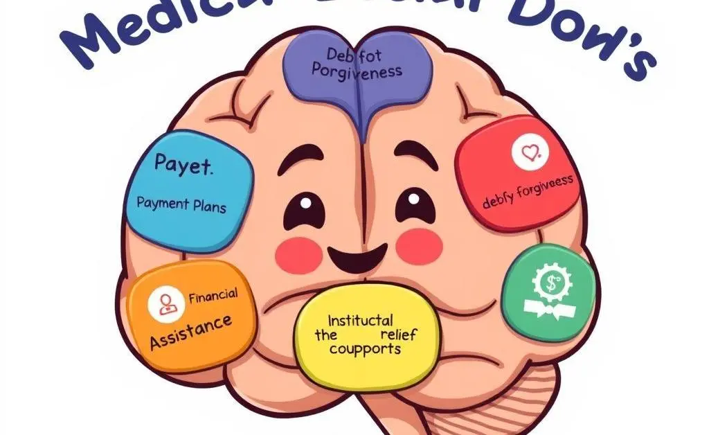 A brain illustration showing medical debt relief ideas