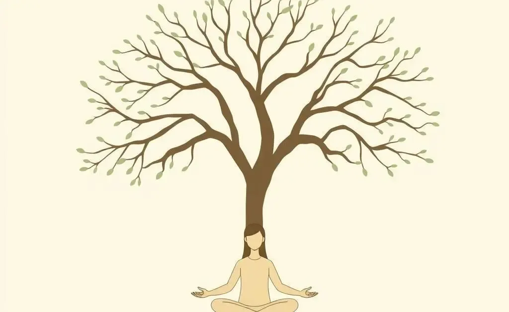 A person meditating under a tree, representing mental health awareness.