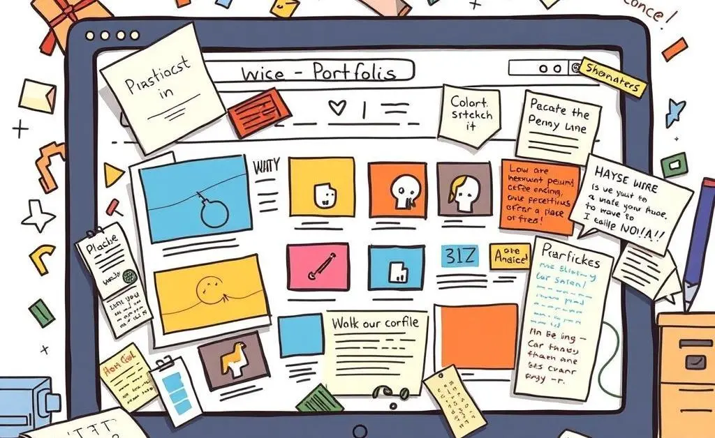 A cluttered and messy portfolio page example
