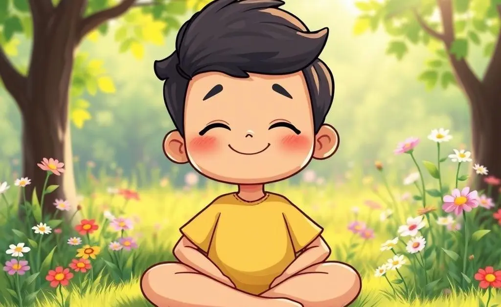 A person taking a mindful break in nature, looking relaxed and rejuvenated.